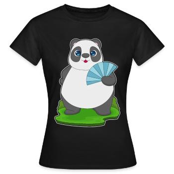 Panda Handheld Fan - Women's T-Shirt - black - Front - AI Model Female 172 dark (172cm)