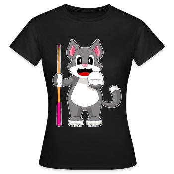 Katze Billiard Queue - Frauen T-Shirt - Schwarz - Vorne - AI Model Female 172 dark (172cm)