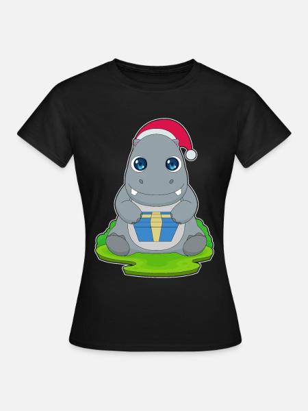 Nilpferd Weihnachten Paket - Frauen T-Shirt - Schwarz