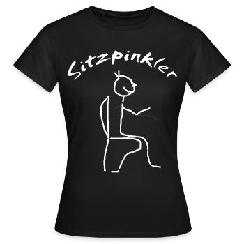 Homme fait assis sur les toilettes - T-shirt Femme - noir - Devant - AI Model Female 172 dark (172cm)
