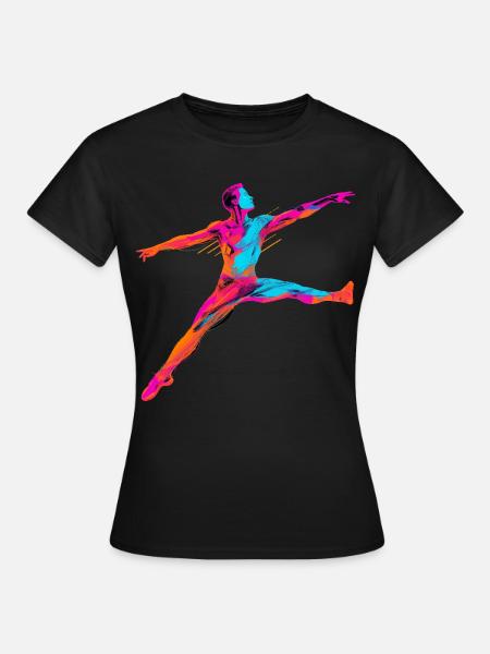 Bailarín de ballet masculino Synthwave - Camiseta mujer - negro