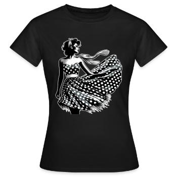 Rockabilly Femme Robe D’été Robe Vent Cadeau - T-shirt Femme - noir - Devant - AI Model Female 172 dark (172cm)