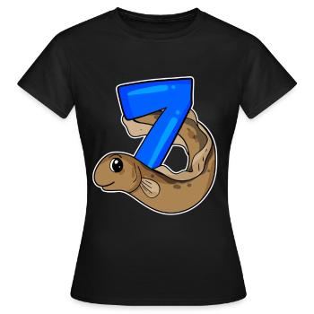 Motif 7ème anniversaire Anguille - 7 ans - T-shirt Femme - noir - Devant - AI Model Female 172 dark (172cm)