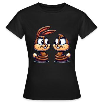 Funny Rabbit Conversation Cartoon - Women's T-Shirt - black - Front - AI Model Female 172 dark (172cm)