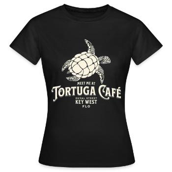 Tortuga Café Illustration Vintage Style Key West - T-shirt Femme - noir - Devant - AI Model Female 172 dark (172cm)