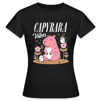 Ambiance détendue de Capybara - T-shirt Femme - noir - Devant - AI Model Female 172 dark (172cm)