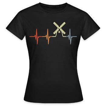 Windmühle Kardiogramm - Frauen T-Shirt - Schwarz - Vorne - AI Model Female 172 dark (172cm)