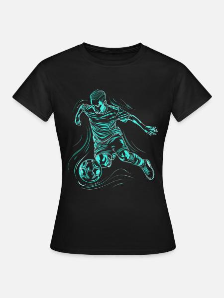 Fußballjunge Zeichnung - Frauen T-Shirt - Schwarz