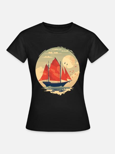 Segelschiff Porträt - Frauen T-Shirt - Schwarz