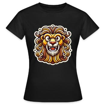 Heftiger Löwe Cartoon Aufkleber Design - Frauen T-Shirt - Schwarz - Vorne - AI Model Female 172 dark (172cm)