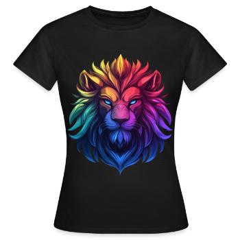 Lion majestueux aux couleurs vives - T-shirt Femme - noir - Devant - AI Model Female 172 dark (172cm)