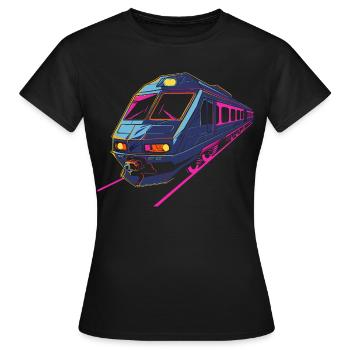 Train Rétro - T-shirt Femme - noir - Devant - AI Model Female 172 dark (172cm)
