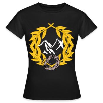 Alpinistes, montagnes, escalade, descente en rappel, laurier - T-shirt Femme - noir - Devant - AI Model Female 172 dark (172cm)