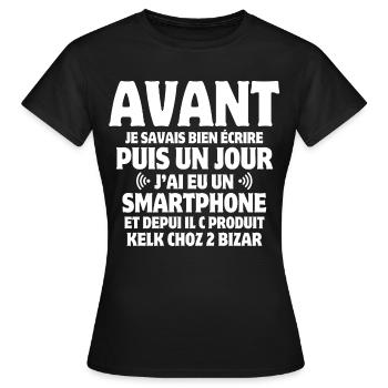 téléphone, sms, téléphone portable - T-shirt Femme - noir - Devant - AI Model Female 172 dark (172cm)