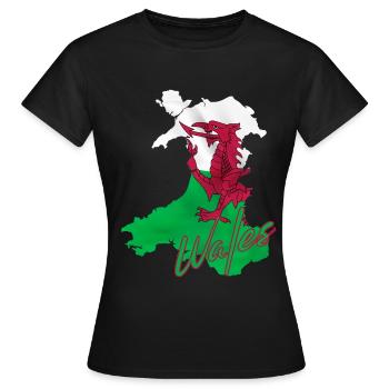 Flagge von Wales, walisischer Stolz - Frauen T-Shirt - Schwarz - Vorne - AI Model Female 172 dark (172cm)