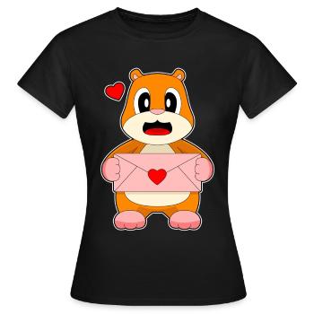 Hamster Liebesbrief - Frauen T-Shirt - Schwarz - Vorne - AI Model Female 172 dark (172cm)