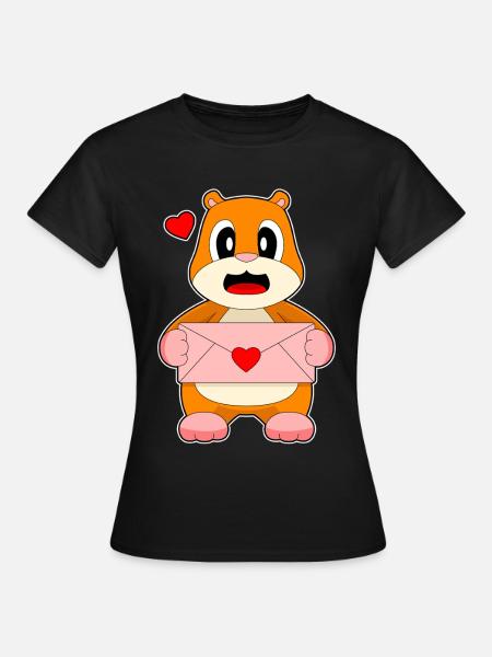 Hamster Liebesbrief - Frauen T-Shirt - Schwarz