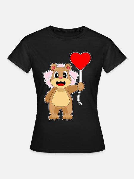 Bär Braut Luftballon Hochzeit - Frauen T-Shirt - Schwarz