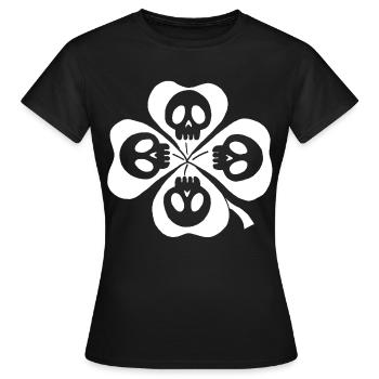Totenköpfe und weißes vierblättriges Kleeblatt - Frauen T-Shirt - Schwarz - Vorne - AI Model Female 172 dark (172cm)