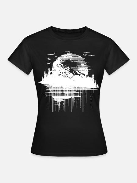 Mountainbiking Zeichnung - Frauen T-Shirt - Schwarz