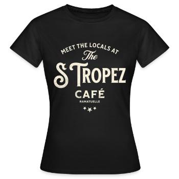 Design typographique vintage St Tropez Café - T-shirt Femme - noir - Devant - AI Model Female 172 dark (172cm)