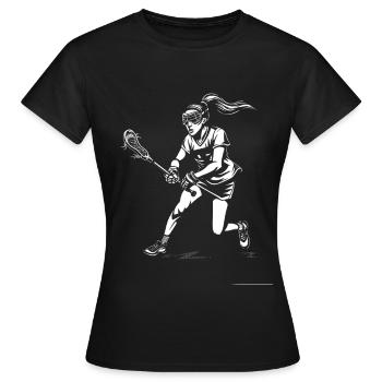 Weiblicher Lacrosse Spieler - Frauen T-Shirt - Schwarz - Vorne - AI Model Female 172 dark (172cm)