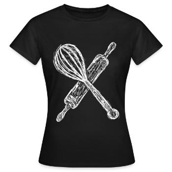 Rouleau à pâtisserie et batteur à main - T-shirt Femme - noir - Devant - AI Model Female 172 dark (172cm)