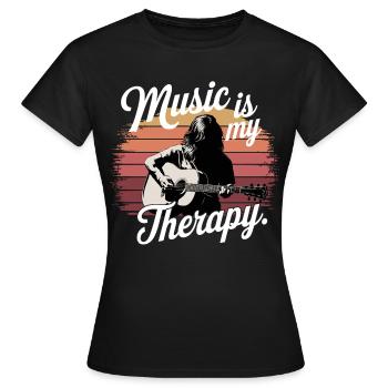 Music is My Therapy clef les amateurs de musique et - T-shirt Femme - noir - Devant - AI Model Female 172 dark (172cm)