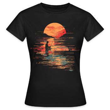 Fischerei Illustration - Frauen T-Shirt - Schwarz - Vorne - AI Model Female 172 dark (172cm)