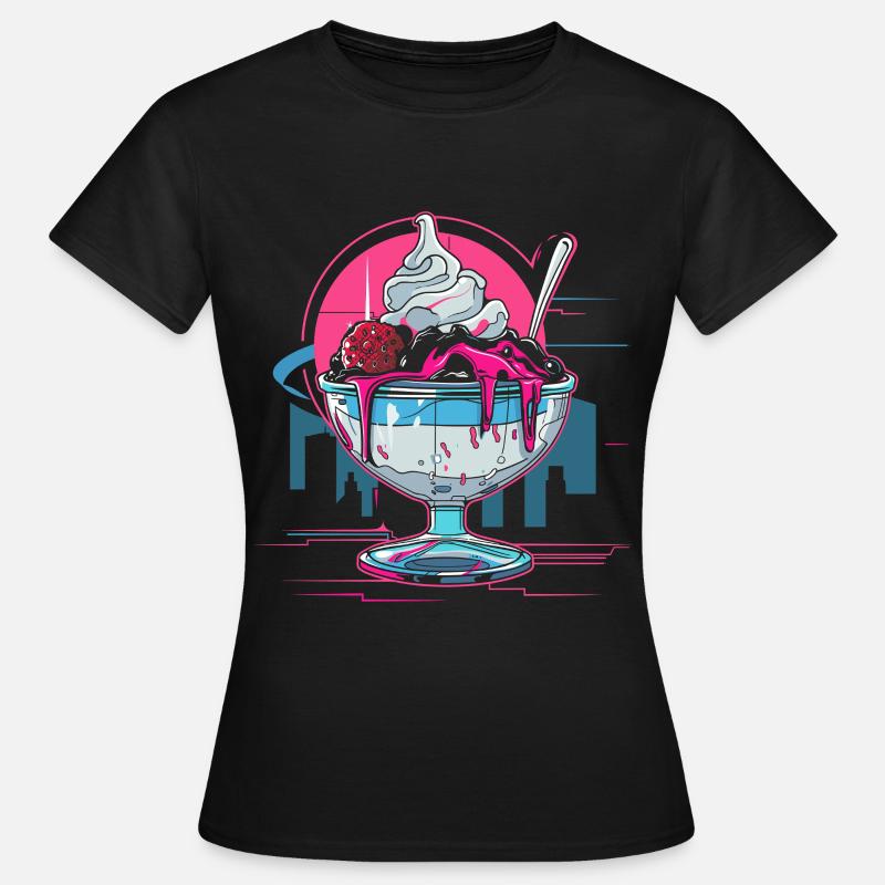 Coppa gelato Retrowave - Maglietta da donna - nero