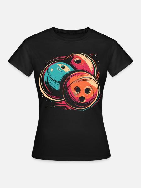 Bowlingkugeln Synthwave - Frauen T-Shirt - Schwarz