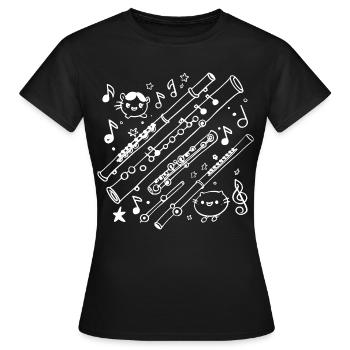 Flöte Cartoon Look - Frauen T-Shirt - Schwarz - Vorne - AI Model Female 172 dark (172cm)