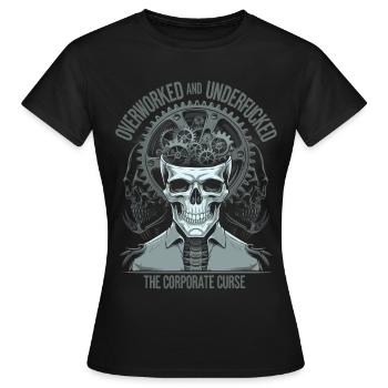 Überlastet und erschöpft - Corporate Curse Skull Art - Frauen T-Shirt - Schwarz - Vorne - AI Model Female 172 dark (172cm)
