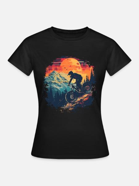 Mountainbiking Synthwave - Frauen T-Shirt - Schwarz