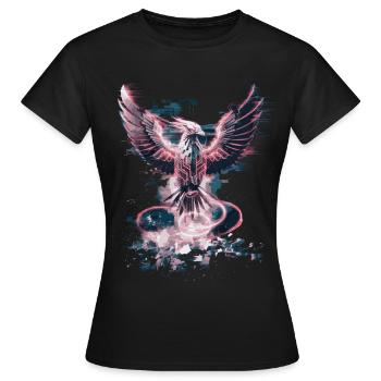 Cyber Phoenix – Digitale Wiedergeburt & Tech-Aufstieg - Frauen T-Shirt - Schwarz - Vorne - AI Model Female 172 dark (172cm)