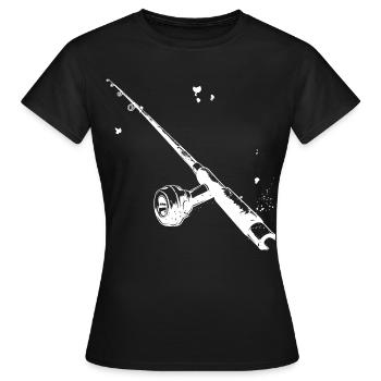 Angelrute Zeichnung - Frauen T-Shirt - Schwarz - Vorne - AI Model Female 172 dark (172cm)