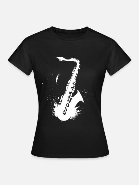 Saxophon Grafik - Frauen T-Shirt - Schwarz