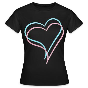 Herzen blau rosa - Frauen T-Shirt - Schwarz - Vorne - AI Model Female 172 dark (172cm)