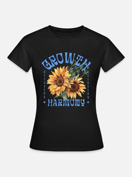 Growth Harmony Sunflower Art - Frauen T-Shirt - Schwarz
