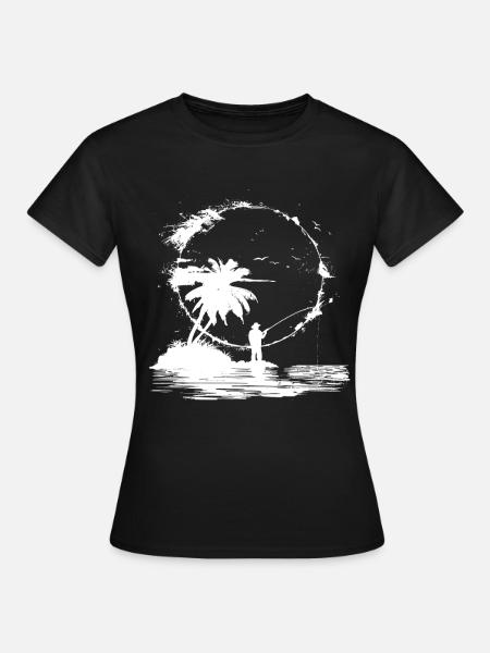 Angeln Skizze - Frauen T-Shirt - Schwarz