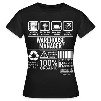 Résolution de problèmes multitâches Warehouse Manager - T-shirt Femme - noir - Devant - AI Model Female 172 dark (172cm)
