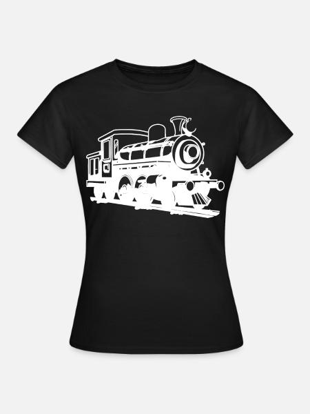 Lokomotive Zeichnung - Frauen T-Shirt - Schwarz