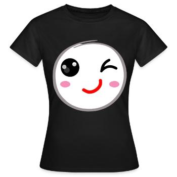 Clin d’œil sourire - T-shirt Femme - noir - Devant - AI Model Female 172 dark (172cm)