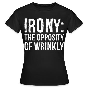 L’ironie, l’opposition des rides - T-shirt Femme - noir - Devant - AI Model Female 172 dark (172cm)