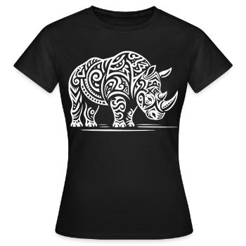 Rhinocéros tribal - T-shirt Femme - noir - Devant - AI Model Female 172 dark (172cm)
