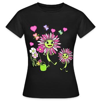 Jardin Fleur Fleurs Enfants Enfant - T-shirt Femme - noir - Devant - AI Model Female 172 dark (172cm)