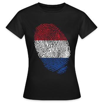 Empreintes digitales du drapeau néerlandais - T-shirt Femme - noir - Devant - AI Model Female 172 dark (172cm)