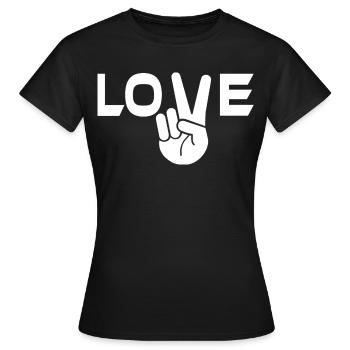 Signe de victoire de l’amour main - T-shirt Femme - noir - Devant - AI Model Female 172 dark (172cm)