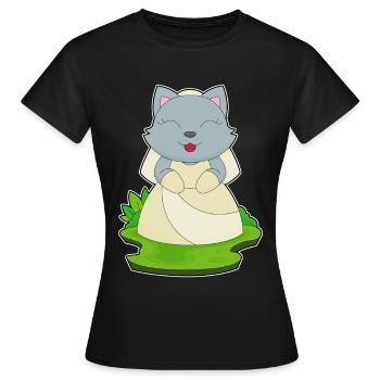Chat Voile de mariée Mariage - T-shirt Femme - noir - Devant - AI Model Female 172 dark (172cm)