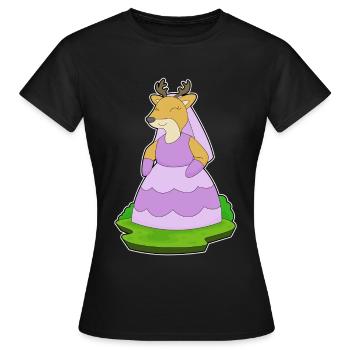 Cerf Voile de mariée Mariage - T-shirt Femme - noir - Devant - AI Model Female 172 dark (172cm)